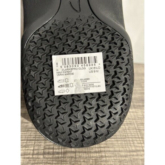 Clarks Women’s pro clog slip on resistant navy patent leather Sz 9 - Picture 9 of 12